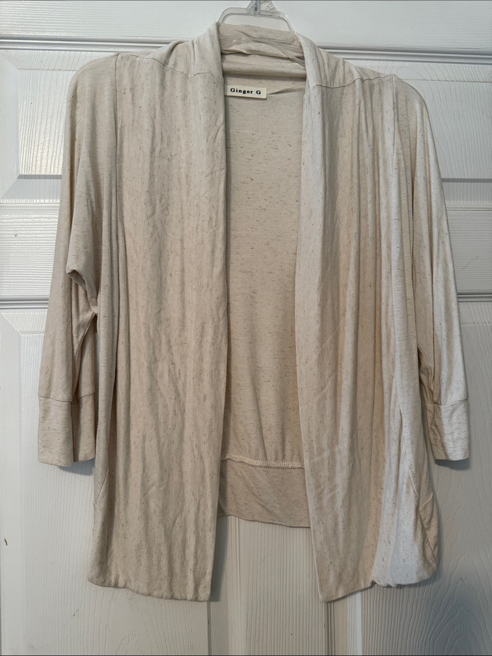 Ginger G Cream Open-Front Drapey Women's Cardigan